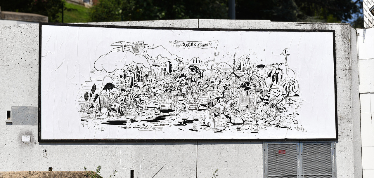 Collage « Sacrë Marasme » de Aleela, Août 2018 — M.U.R Saint-Étienne