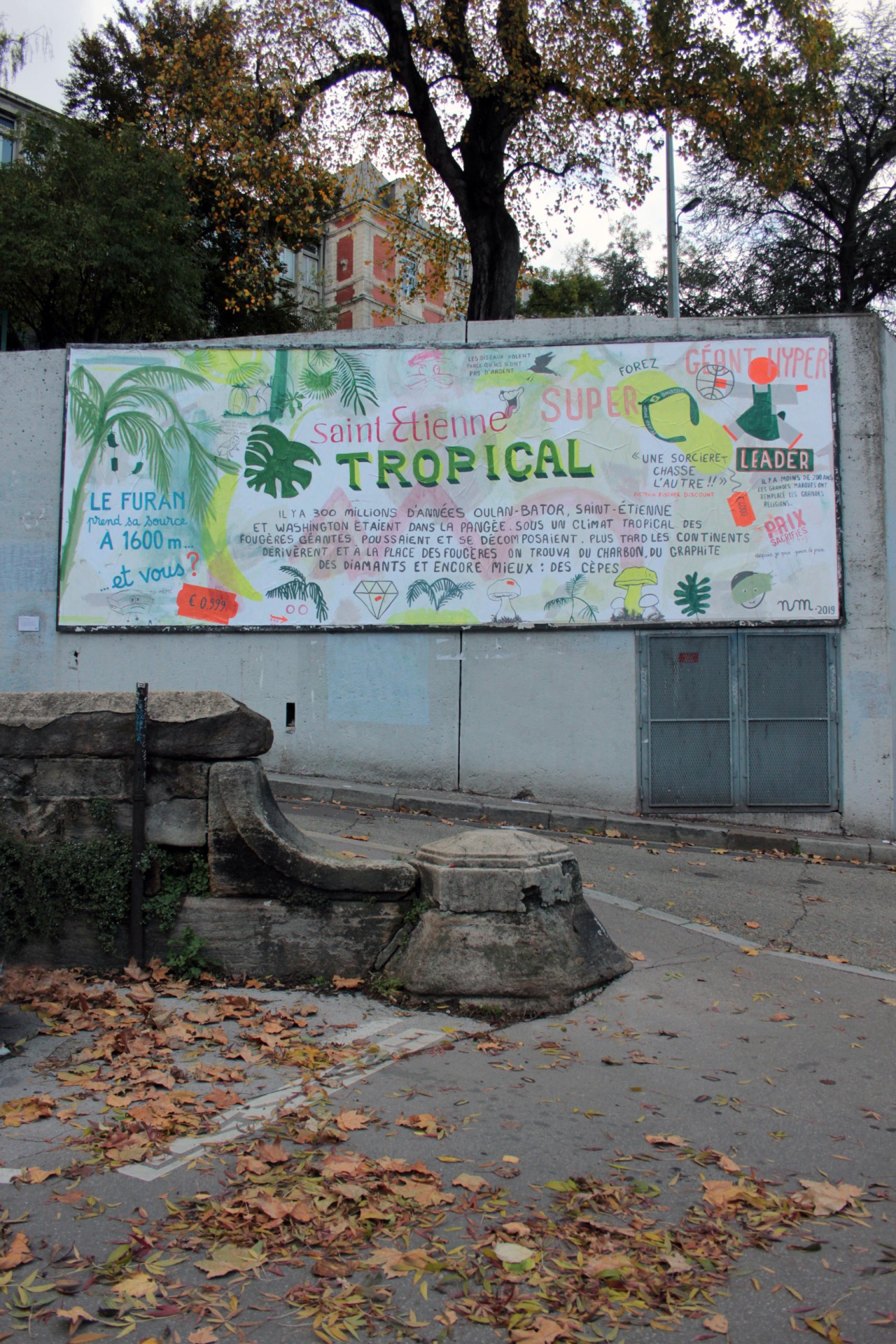 Collage « Saint-Etienne Tropical » de Nelly Maurel, Novembre 2019 — M.U.R Saint-Étienne