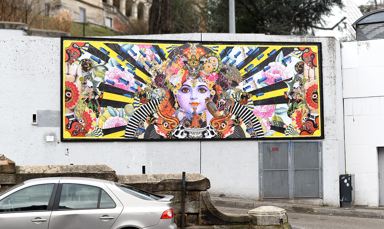 Collage « Shiva Attack » de Anthony Roux, Janvier 2018 — M.U.R Saint-Étienne