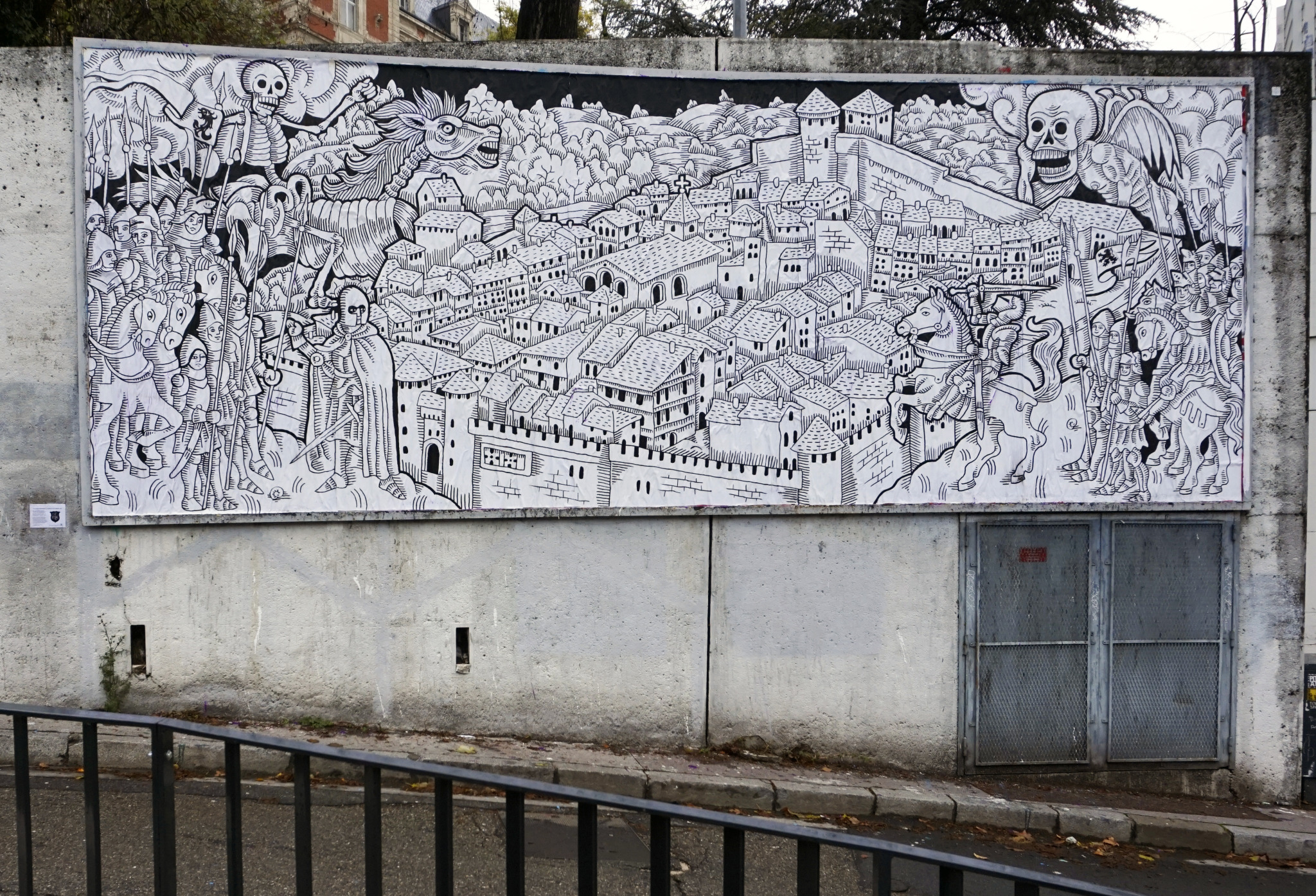 Collage « La bataille D'yzeron 1158 » de Yves Durif Varambon, Décembre 2023 — M.U.R Saint-Étienne